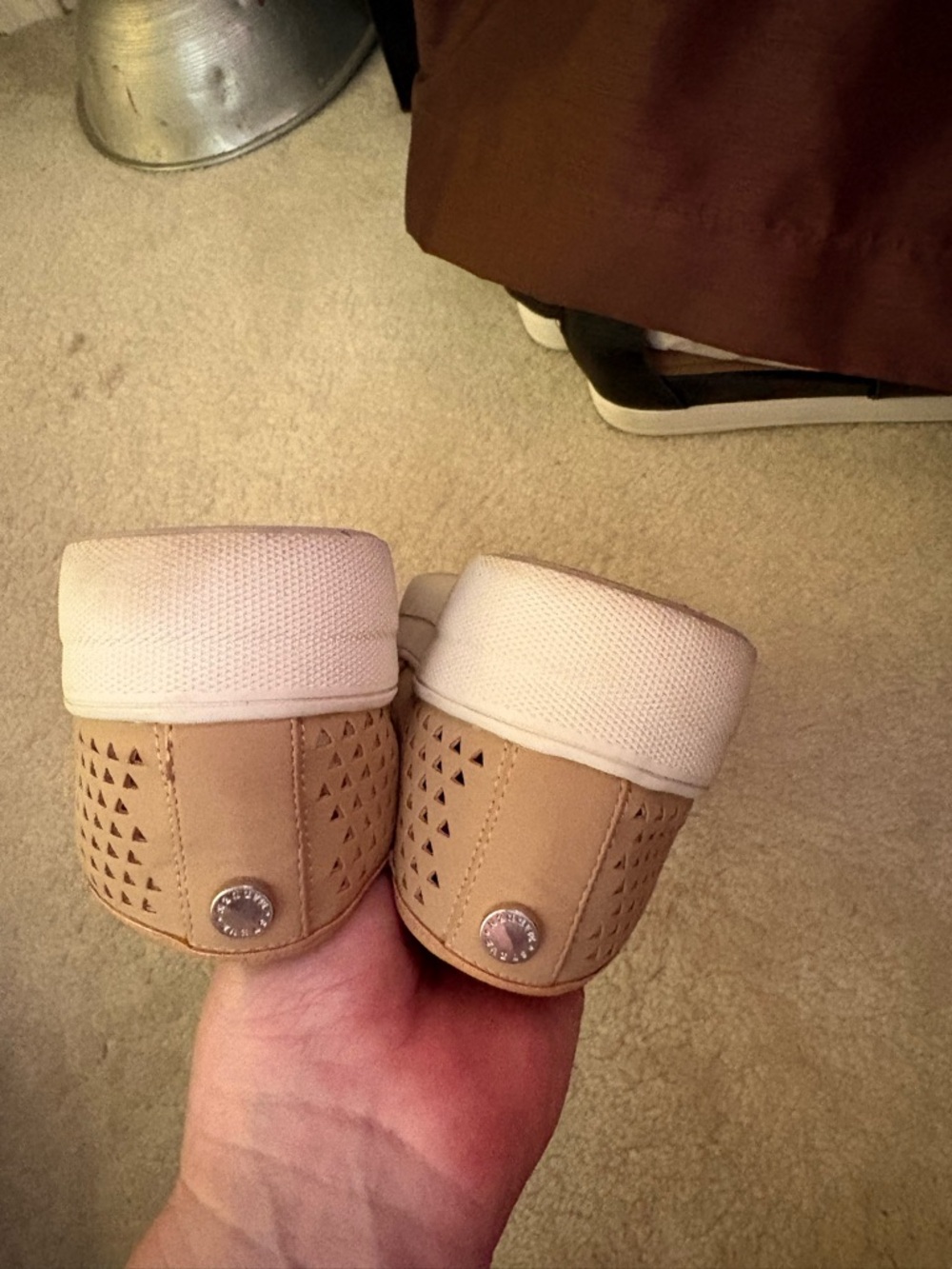 Women’s Neutral Beige Slip-On Shoes with Perforated Detail